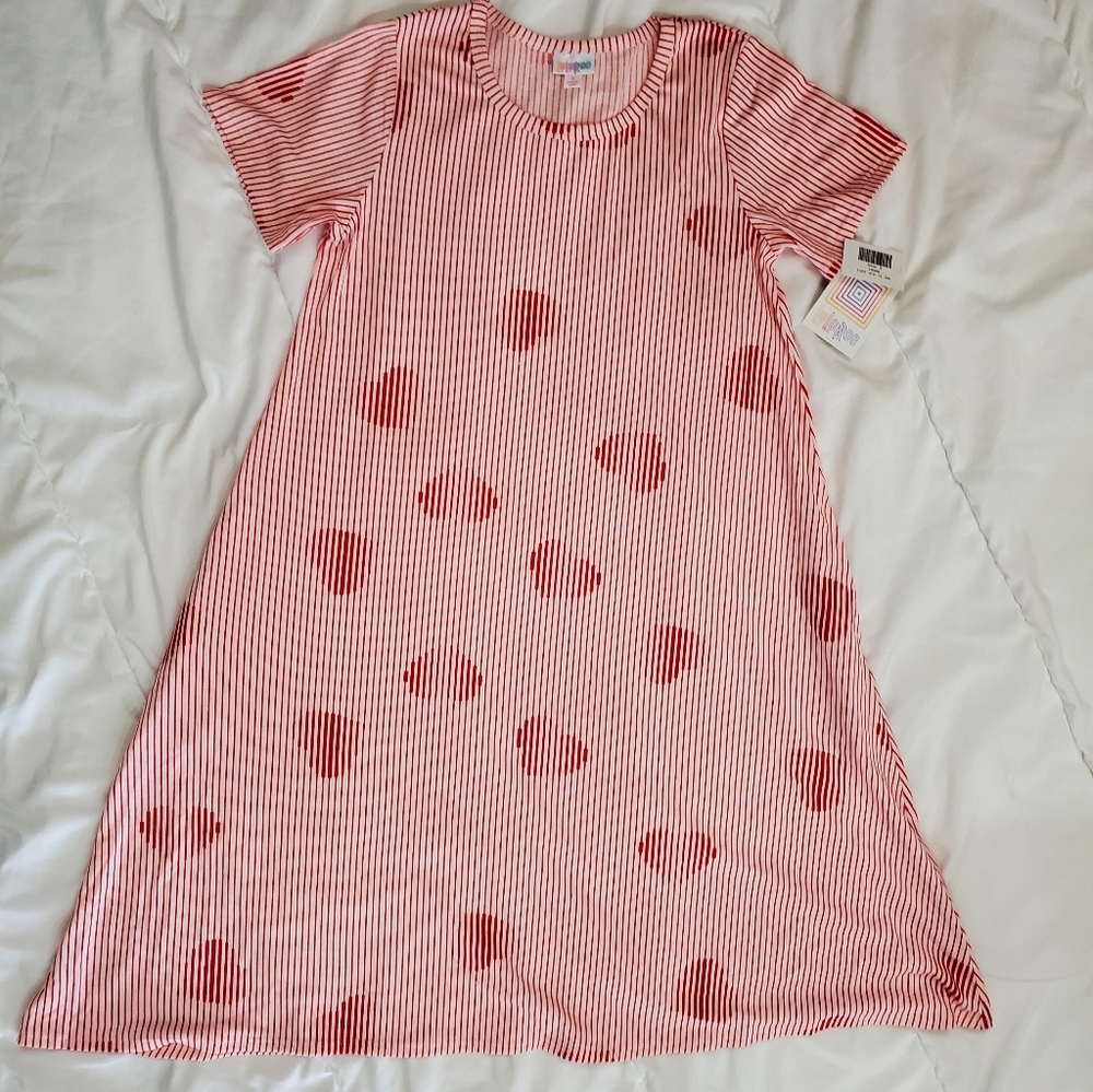 Lularoe Jessie Dress Size Small Red and Pink Heart